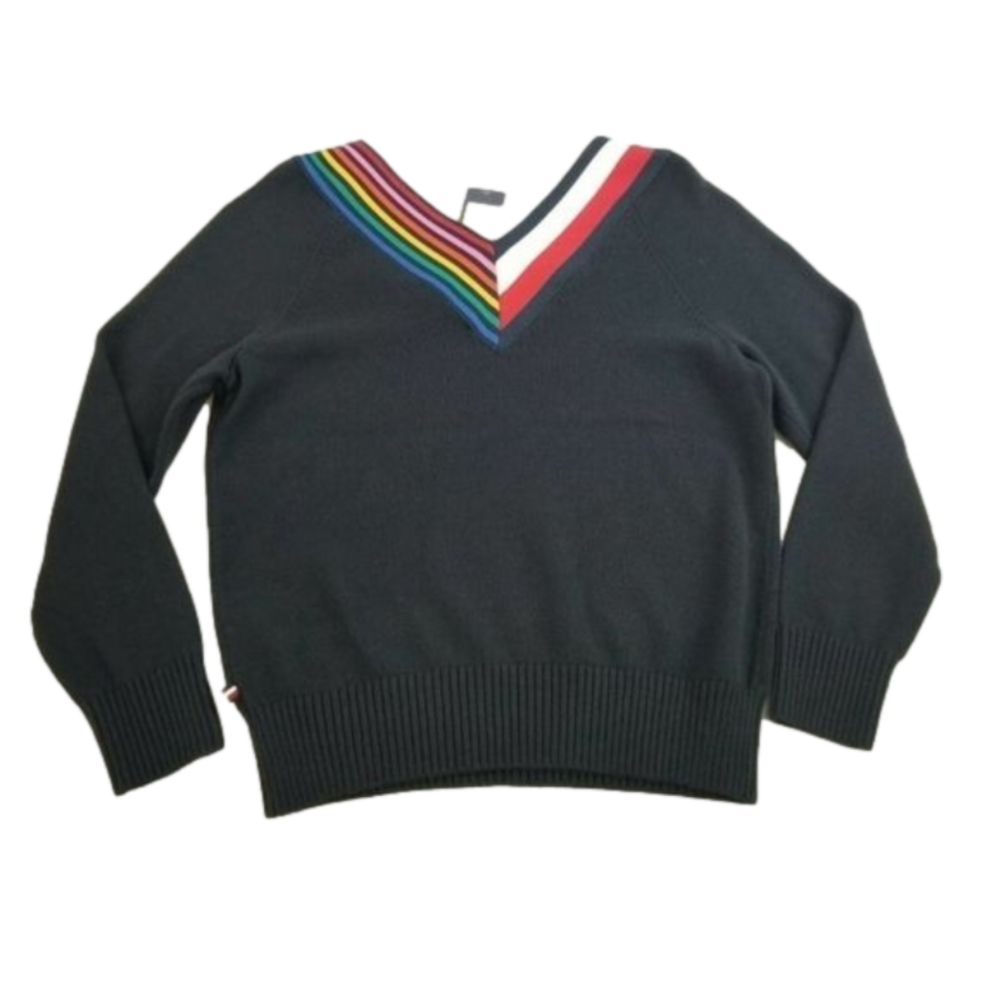 New Tommy‎ Hilfiger striped v-neck sweater